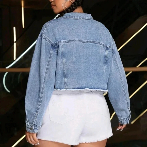 Floral Print Drop Shoulder Denim Jacket - Picture 14 of 14